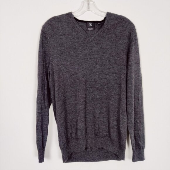 Calvin Klein Other - Calvin Klein Men's 100% Merino Wool Sweater Heathered Black Size XL V-neck